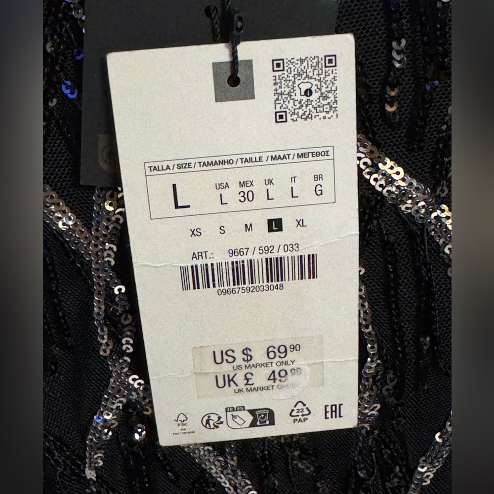 Zara Black Sequins Mini Dress-Made In Morroco - Picture 9 of 12